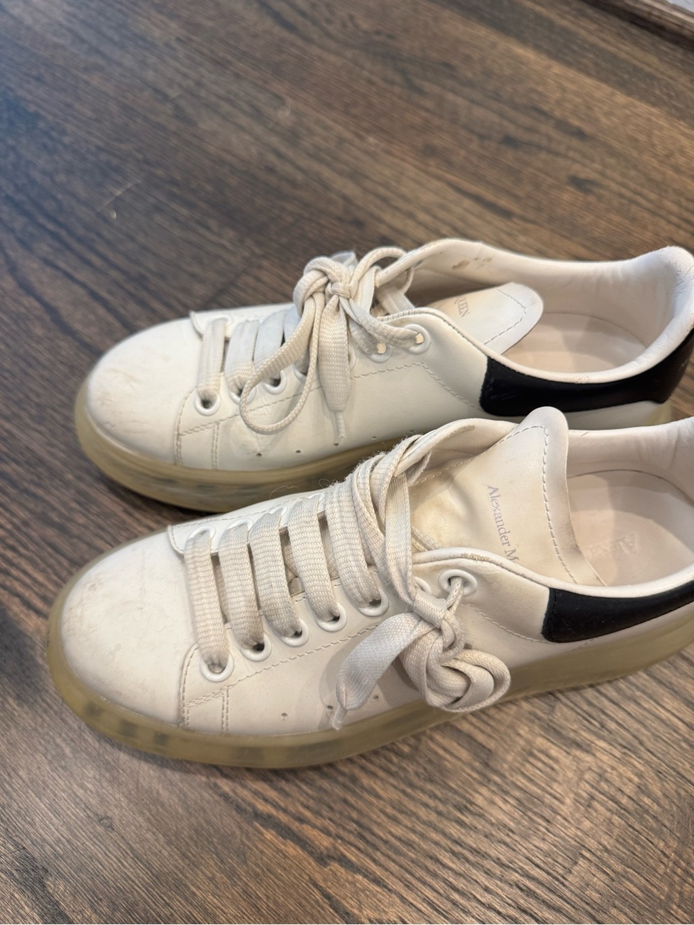 Alexander McQueen Black and White women’s sneakers with transparent sole